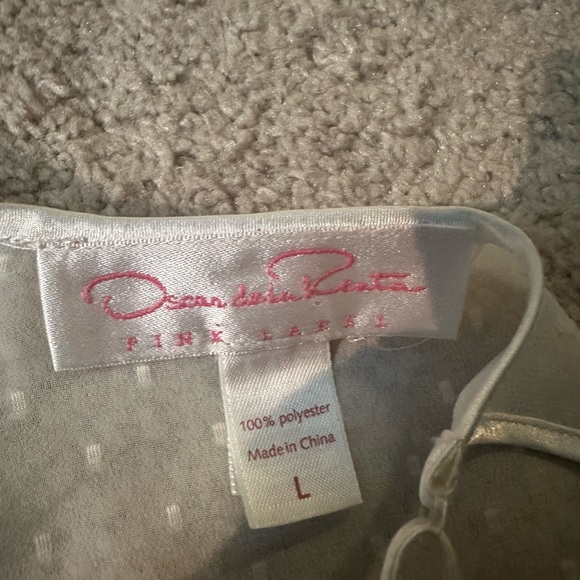 Oscar de la Renta Nightgown with feathers Adjustable strap Large white - Picture 11 of 12